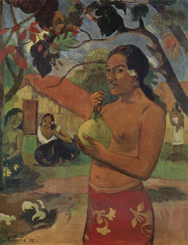 Paul Gauguin Woman Holdinga Fruit oil painting image